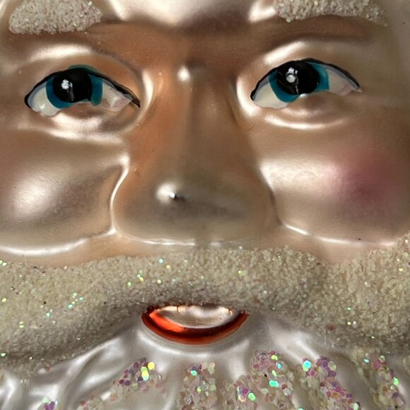 Old World Christmas Romantic Santa Head Blown Glass Ornament 2001 Hearts #40024 - Picture 10 of 10